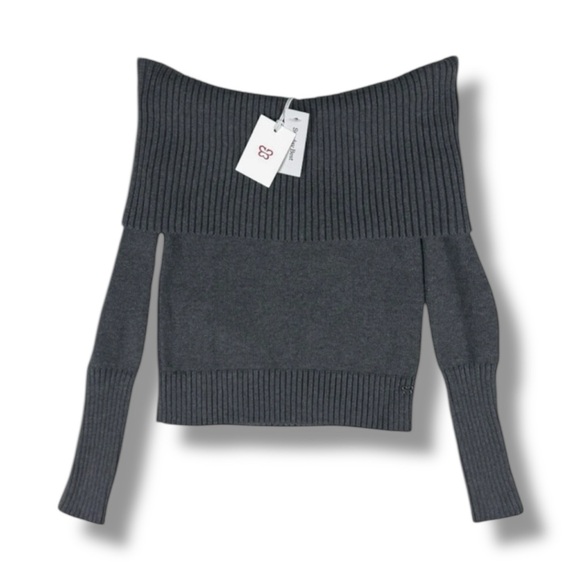 Aritzia Charcoal Off-Shoulder Sweater - Picture 1 of 4